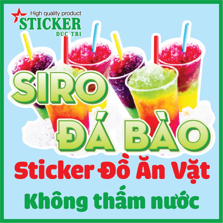 Sticker Trang Trí Hình Nước Mía Trân Châu Cốt Dừa...Decal nhựa không thấm nước.