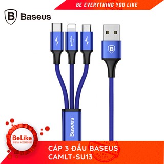 Cáp Sạc 3 Đầu Baseus CAMLT-SU13 (Micro/Lightning/Type C) - Hàng Chính Hãng