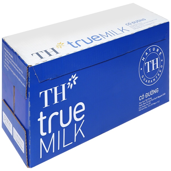 Thùng 12  Hộp 1L Sữa Tươi Tiệt Trùng TH True MILK Có Đường / Nguyên Chất / Ít Đường Dễ Uống