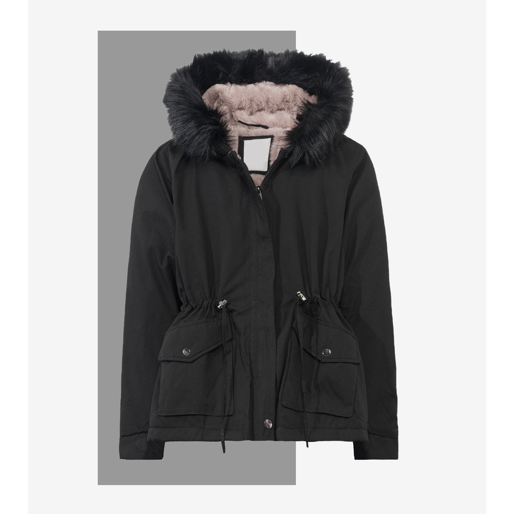 Xả kho Áo parka nữ lông cừu xuất Hàn Cực ấm