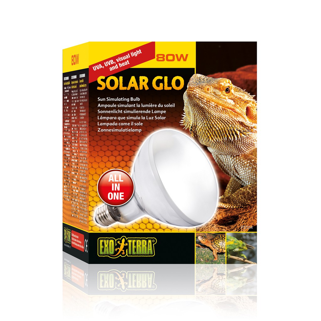 Bóng Đèn Sưởi Bò Sát Mô Phỏng Mặt Trời, Tất-Cả-Trong-Một UVB UVA, Solar Glo 80W 125W 160W All-in-One Exo Terra