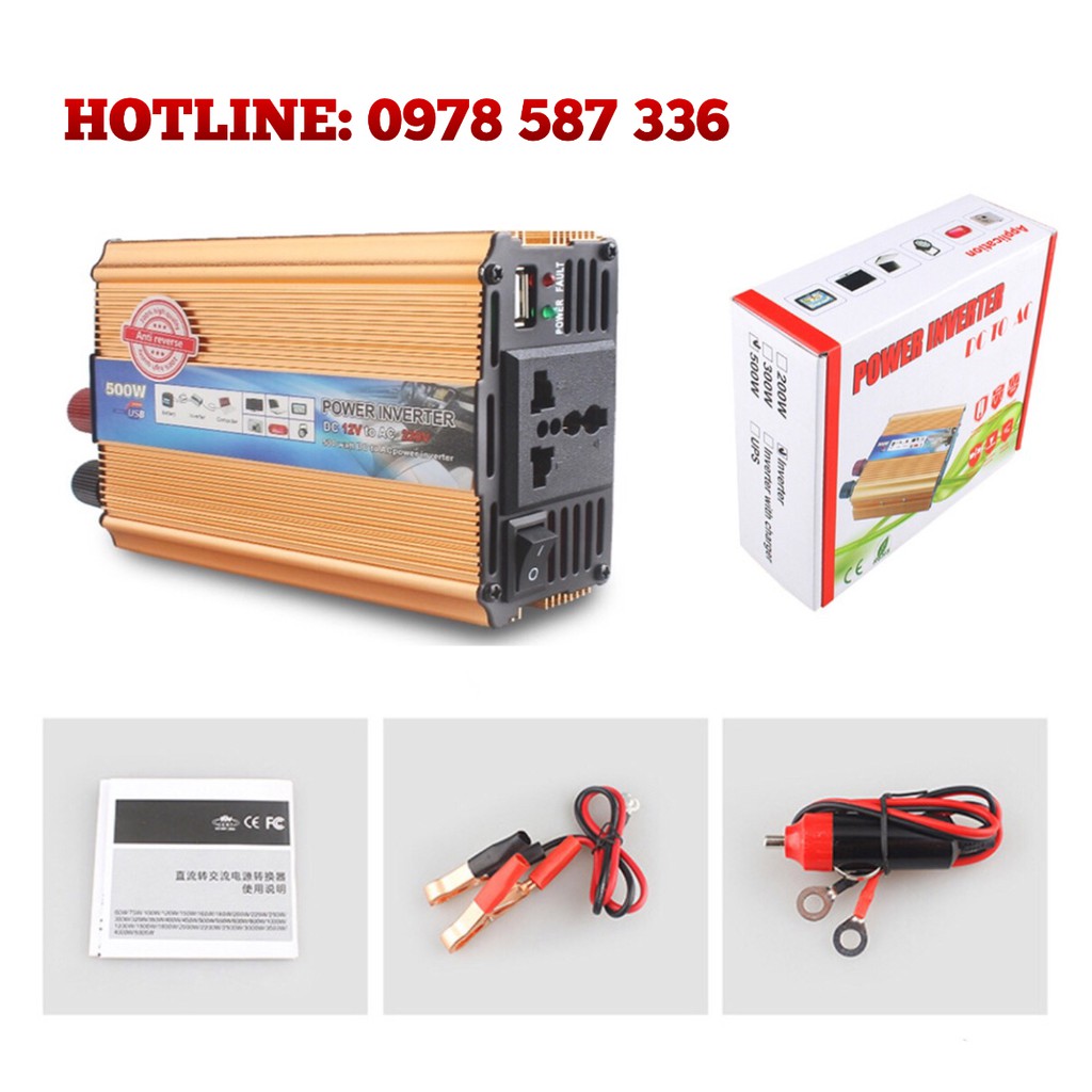 Bộ đổi nguồn 12v lên 220v Inverter 500W