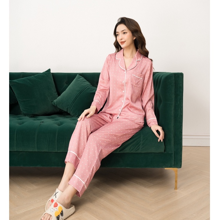 [NEW - Chính Hãng] Bộ Pijama Dài Tay Lụa Cao Cấp Họa Tiết Đẹp Chất Liệu Mát Mềm Mịn Phom Chuẩn Sang Xịn