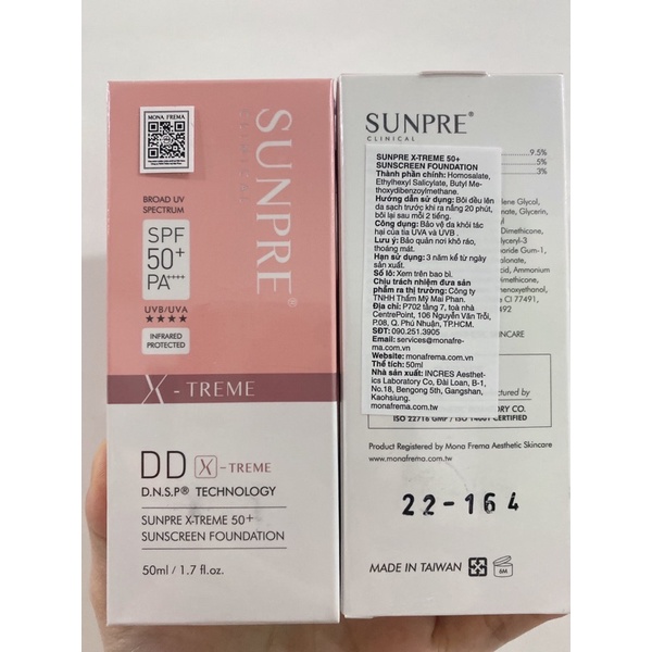 [HÀNG NHẬP KHẨU ] Kem Chống Nắng Mona Frema Sunpre DD/Sunpre AA SPF 50+/PA ++++bà