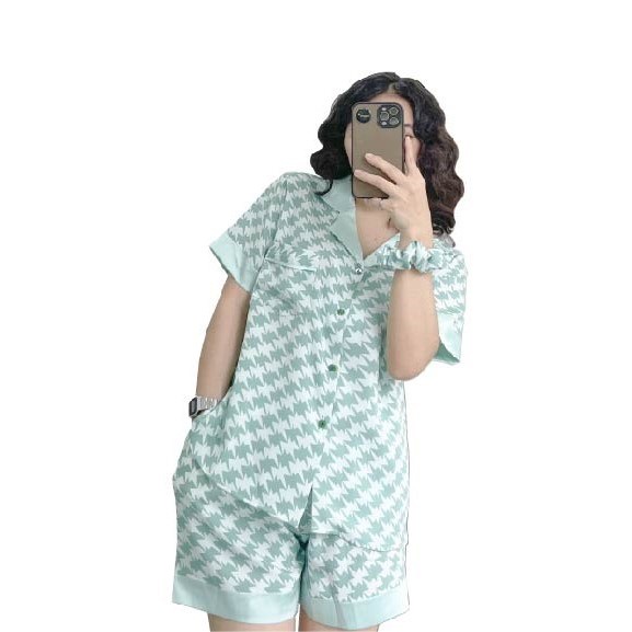 Đồ Bộ Pijama Lụa Ngủ Mặc Nhà, Bộ Ngủ Nữ Cộc Tay họa tiết cute dễ thương chất liệu lụa mango cao cấp