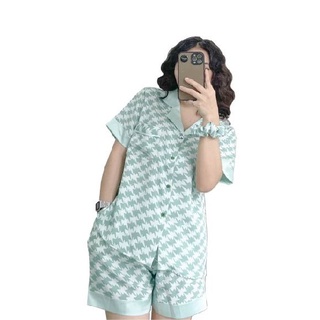 Đồ Bộ Pijama Lụa Ngủ Mặc Nhà, Bộ Ngủ Nữ Cộc Tay họa tiết cute dễ thương chất liệu lụa mango cao cấp