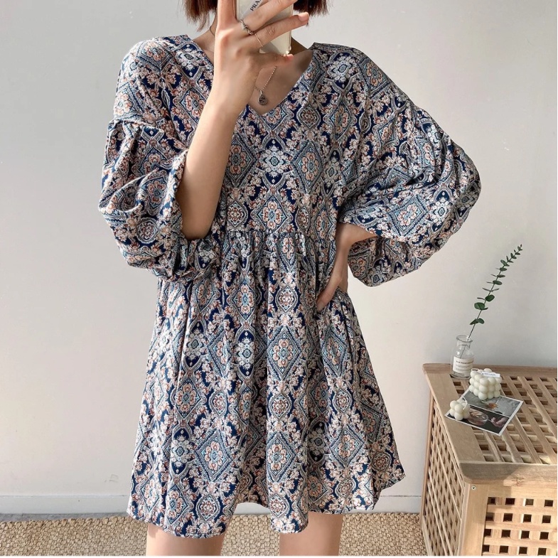 Áo Blouses Dáng Dài Họa Tiết Dân Tộc ENVYLOOK Ethnic volume blouses GomiMall