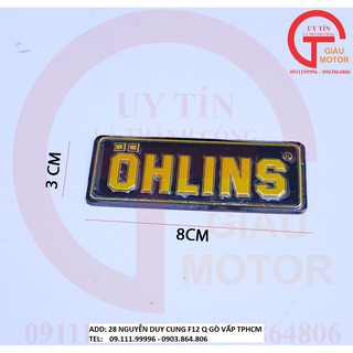TEM NHÔM CHỮ OHLINS MÀU ĐEN DÁN PÔ, PHUỘC. CHỐNG NƯỚC