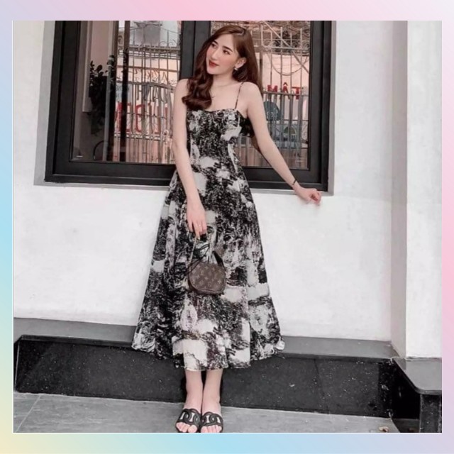 [Bất Ngờ]Đầm 2 Dây Dự Tiệc Dáng Dài Hàn Quốc, Đầm Váy 2 Dây Đen Body Thời Trang Trẻ Trung Vải Lụa Mềm Mịn Thoáng Mát DD1 | BigBuy360 - bigbuy360.vn