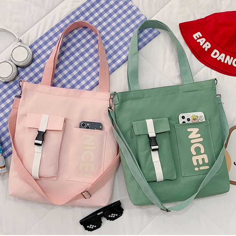 Túi Xách Canvas Phong Cách Hàn Quốc Đơn Giản Mới Cho Nữ