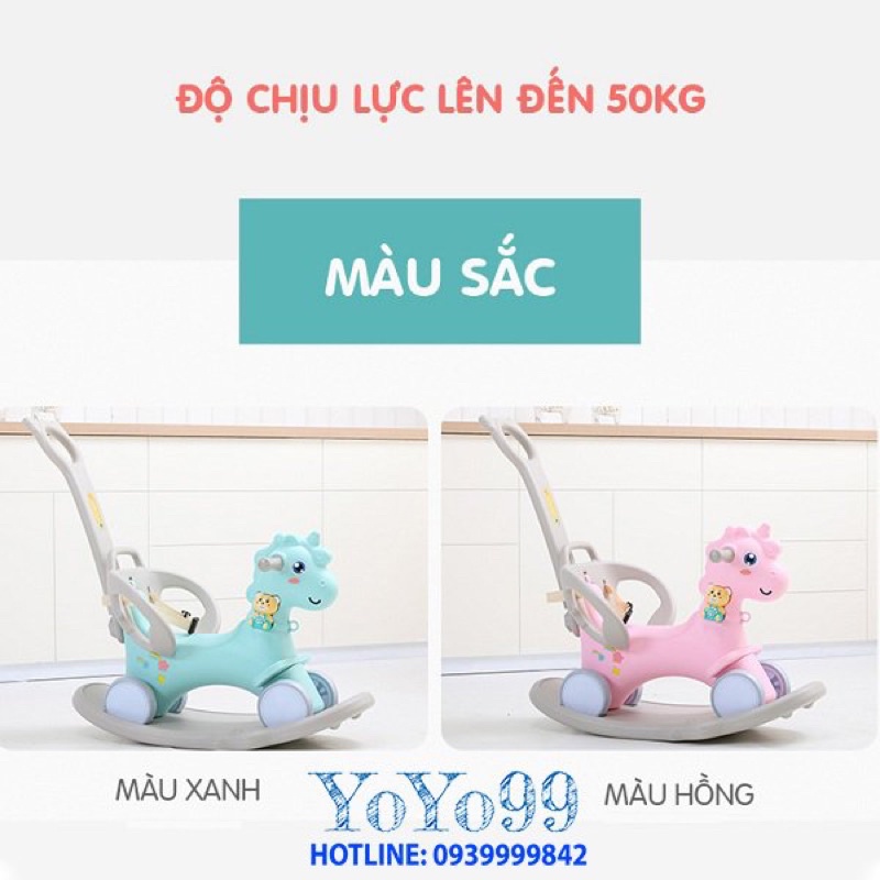 Ngựa bập bênh Holla kèm chòi chân CHÍNH HÃNG