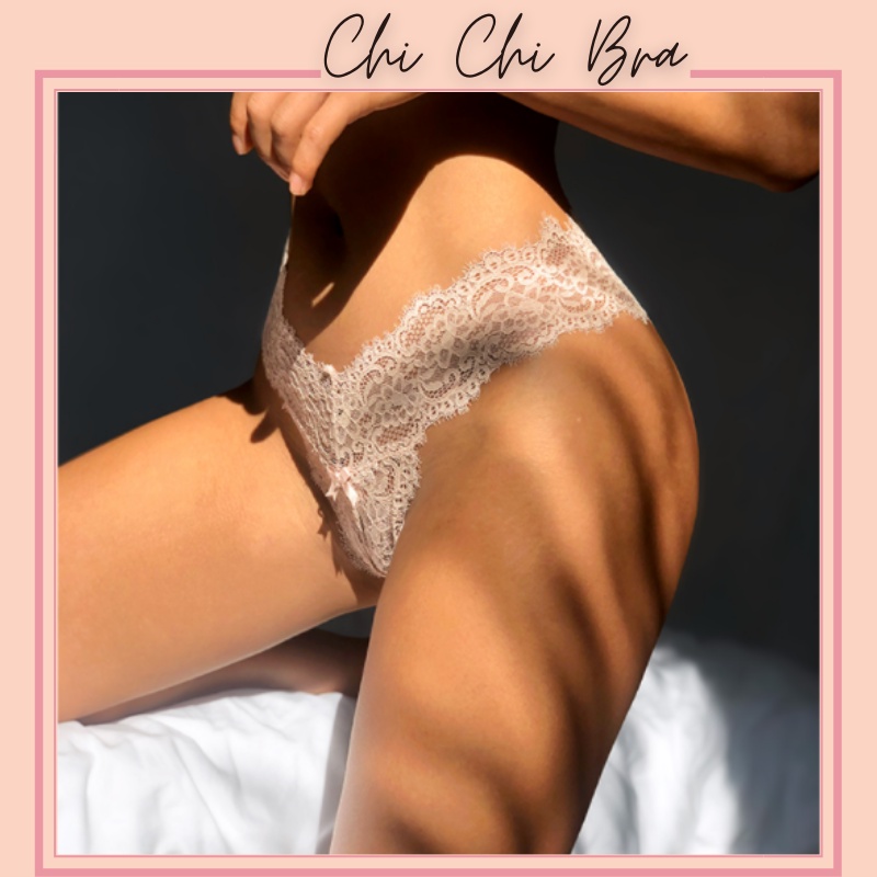 Quần Lót Ren Lọt Khe Chữ T Sexy Gợi Cảm Màu Trơn Mềm Mịn CHICHI Bra - 390