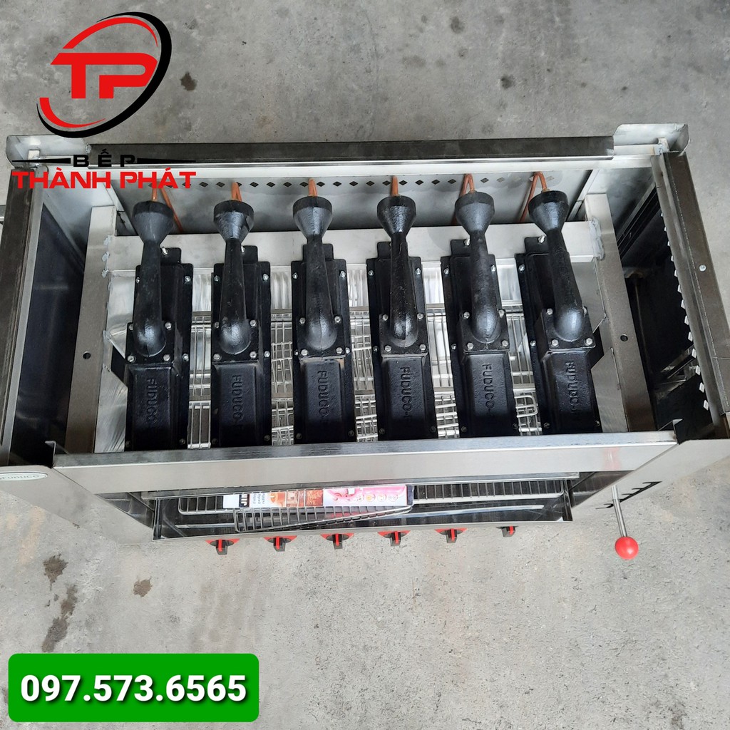 Lò Nướng salamander 6 họng, Bảo hành 24 tháng, họng gang đúc siêu bền