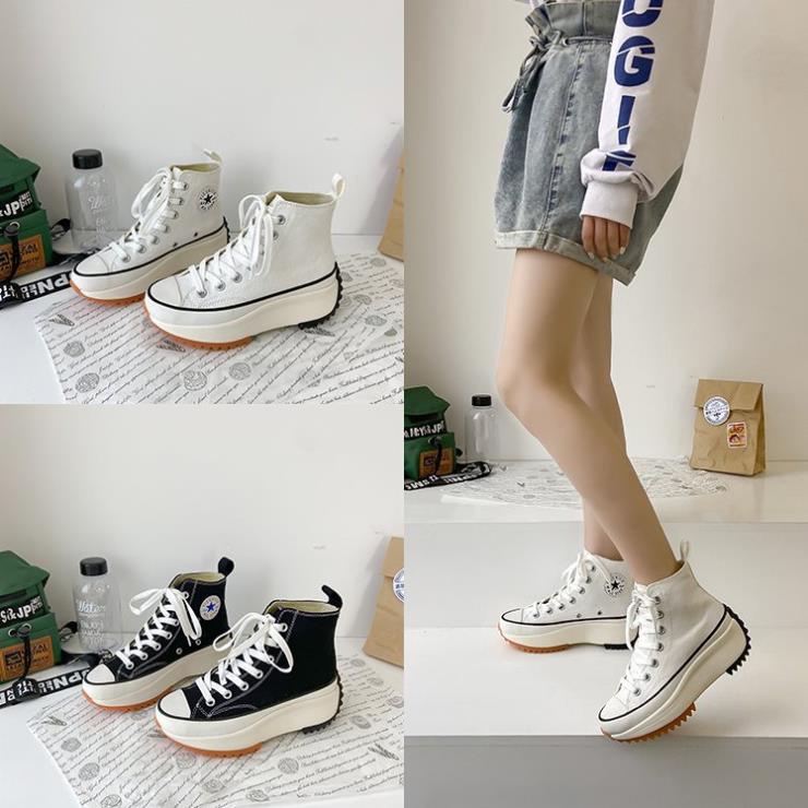 👟👟Giày Sneaker Converse Run Star Hike Cổ Cao Hàn Quốc 2021 Màu Trắng Đen Nam Nữ Full Box Size Siêu Hot