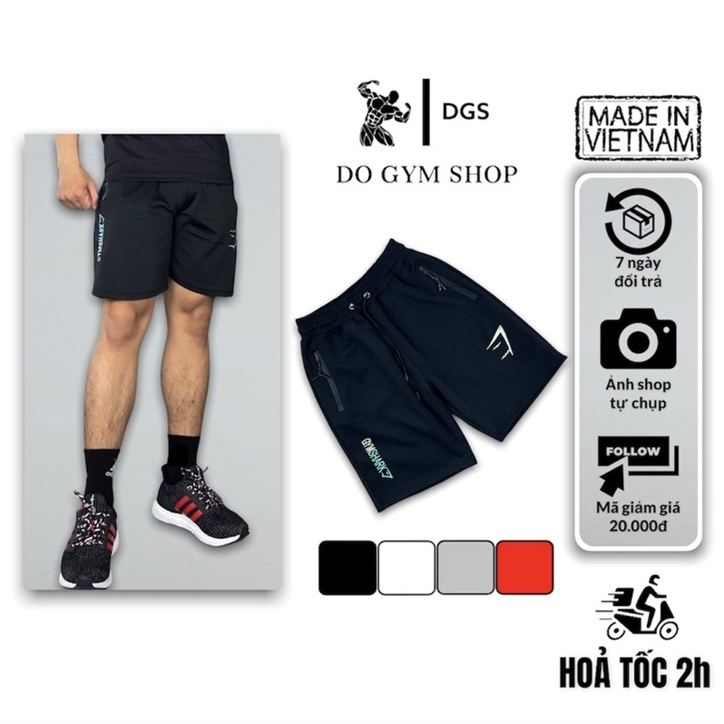 Quần thun nam tập gym DO GYM SHOP logo thêu, thun poly co giãn 4 chiều thoáng mát.