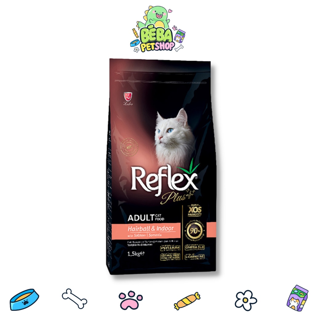Hạt cho mèo Reflex Plus đặc biệt cho mèo lông dài, hỗ trợ tiêu búi lông vị cá hồi gói 1.5kg