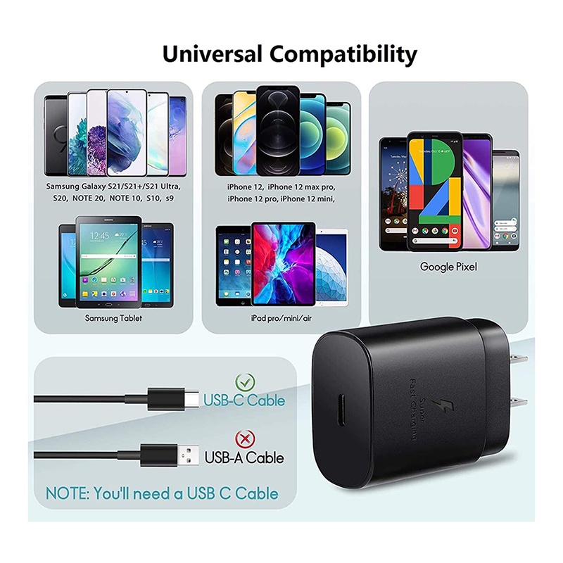 Củ Sạc Siêu Nhanh 25W EP-TA800 A53 A32 S22 S21 S20 Type C Cho Samsung Galaxy S10 5G