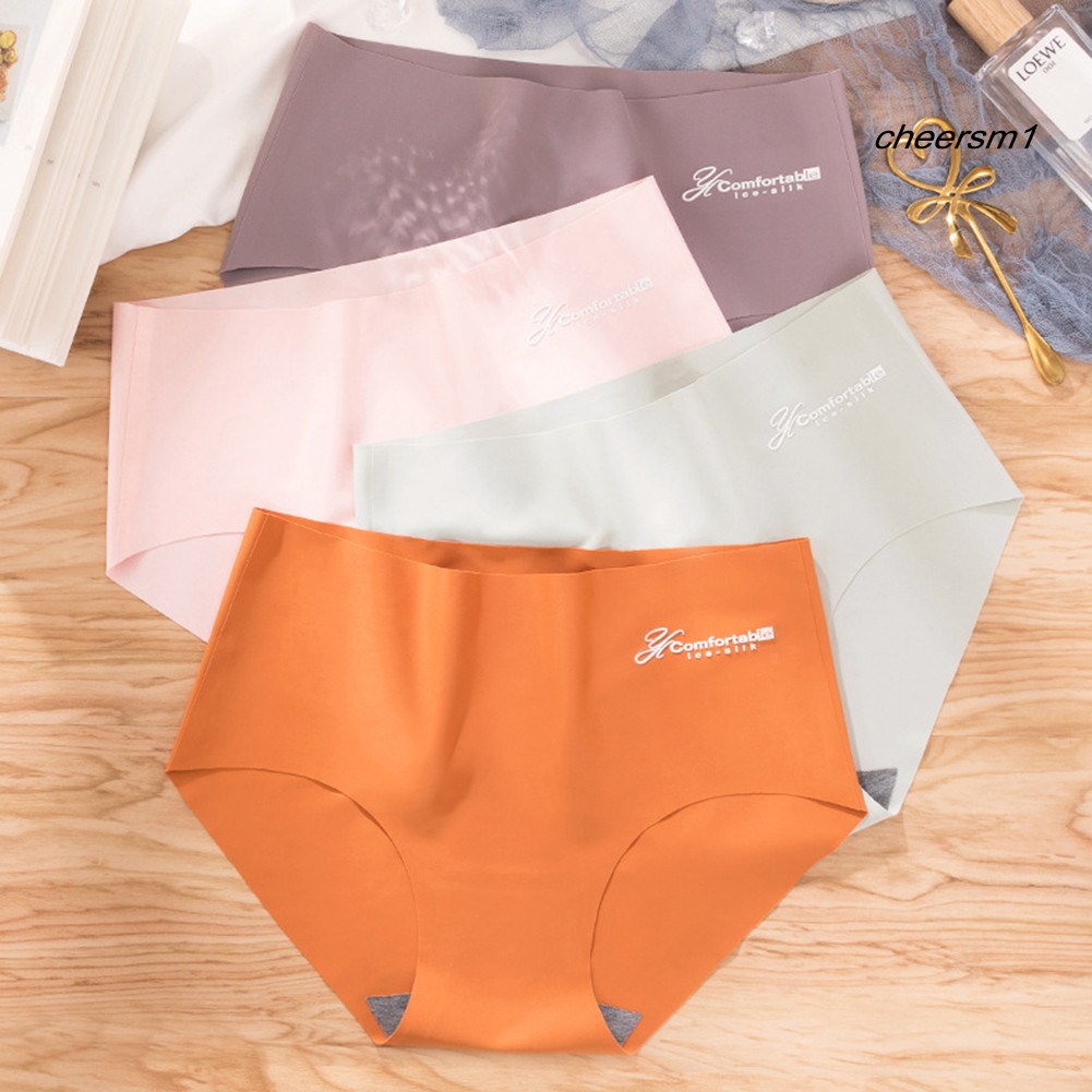Nội y bộ đồ lót Women Seamless Stretchy Breathable Letter Print Solid Color Underwear Briefs