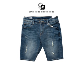 Quần short jean nam xanh rách MRC 19117-SN chất cotton cao cấp, form ôm vừa vặn, tôn dáng, trẻ trung - CUONG STORE