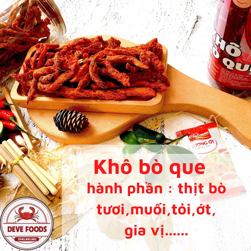 Khô Bò Que 300g DeVe Food, đồ ăn vặt Hà Nội, vừa ngon vừa rẻ | BigBuy360 - bigbuy360.vn