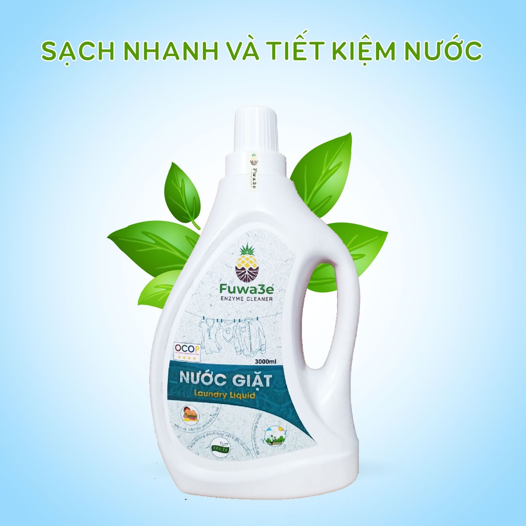 Nước giặt Fuwa3e hữu cơ organic từ chế phẩm Enzyme sinh học 3L an toàn cho bé