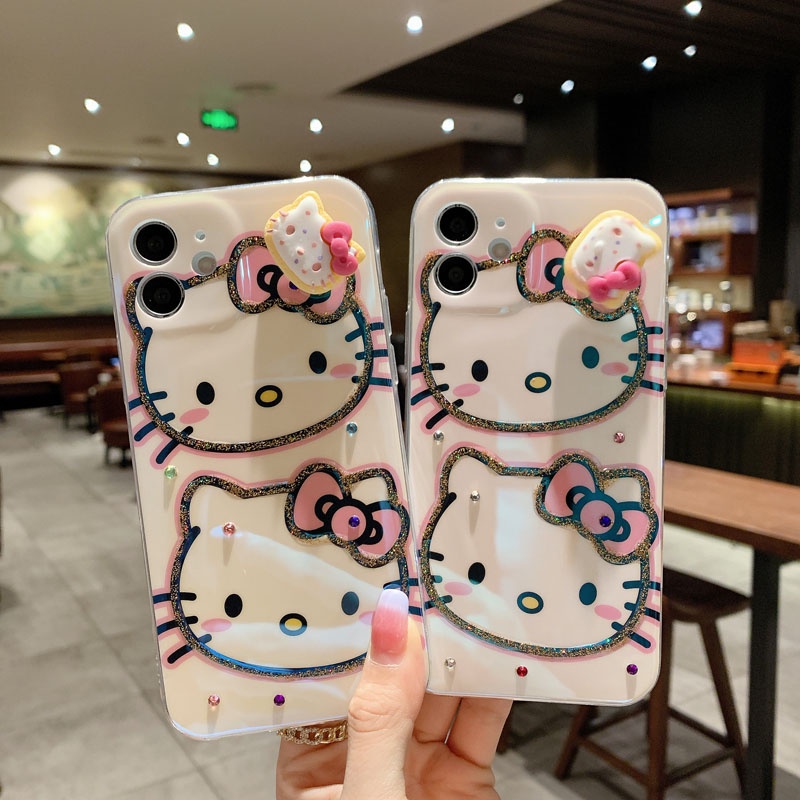 Ốp điện thoại mềm in hình Hello Kitty hoạt hình cho iPhone 13 12mini 11 Pro XS Max X XR 6 6S 7 8 Plus