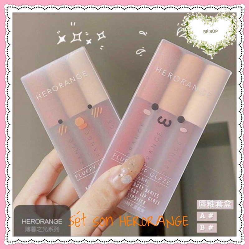 Sét 3 cây son kem lì Hero Orange nội địa Trung