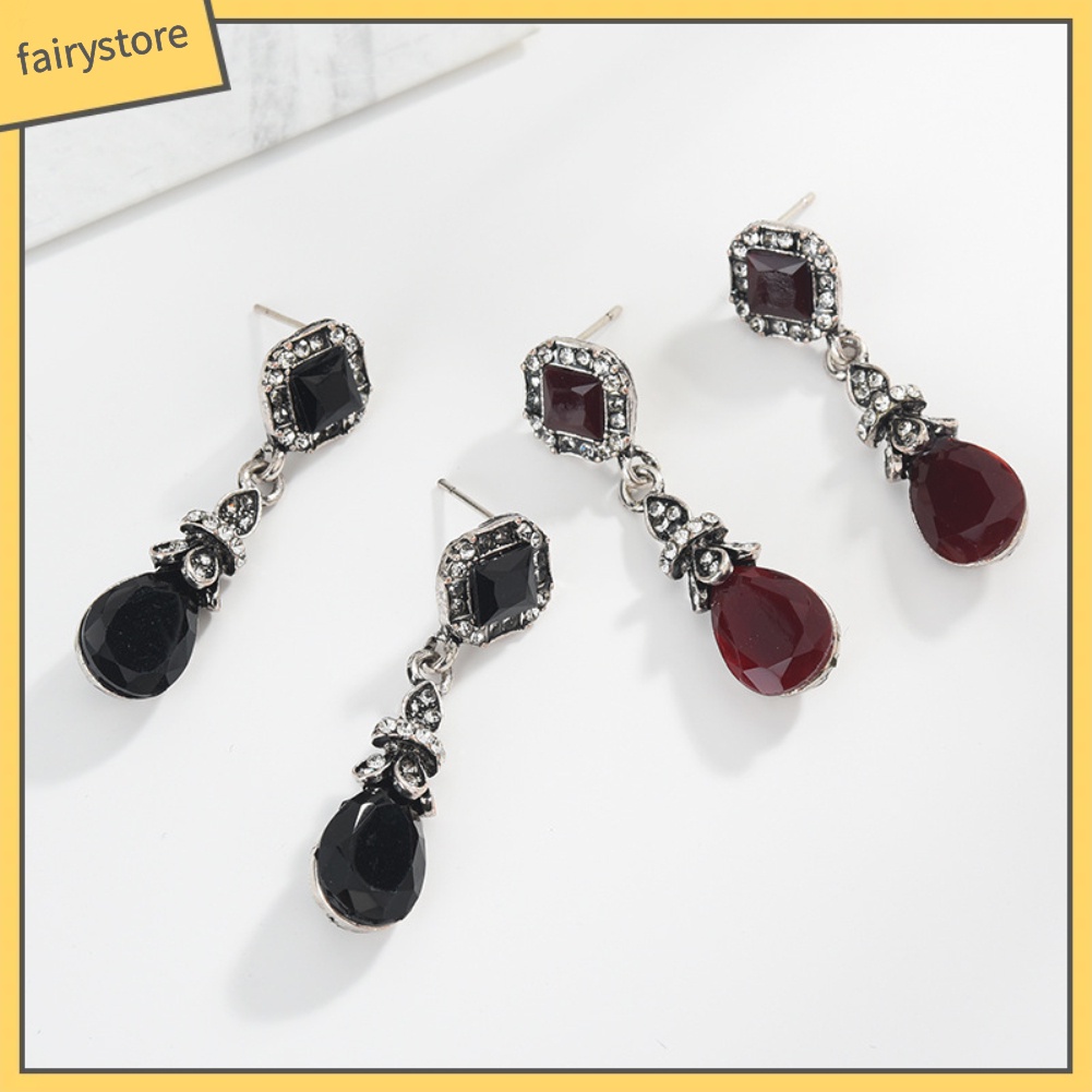 Khuyên tai dài đính đá phong cách cổ điển thanh lịch dành cho nữ