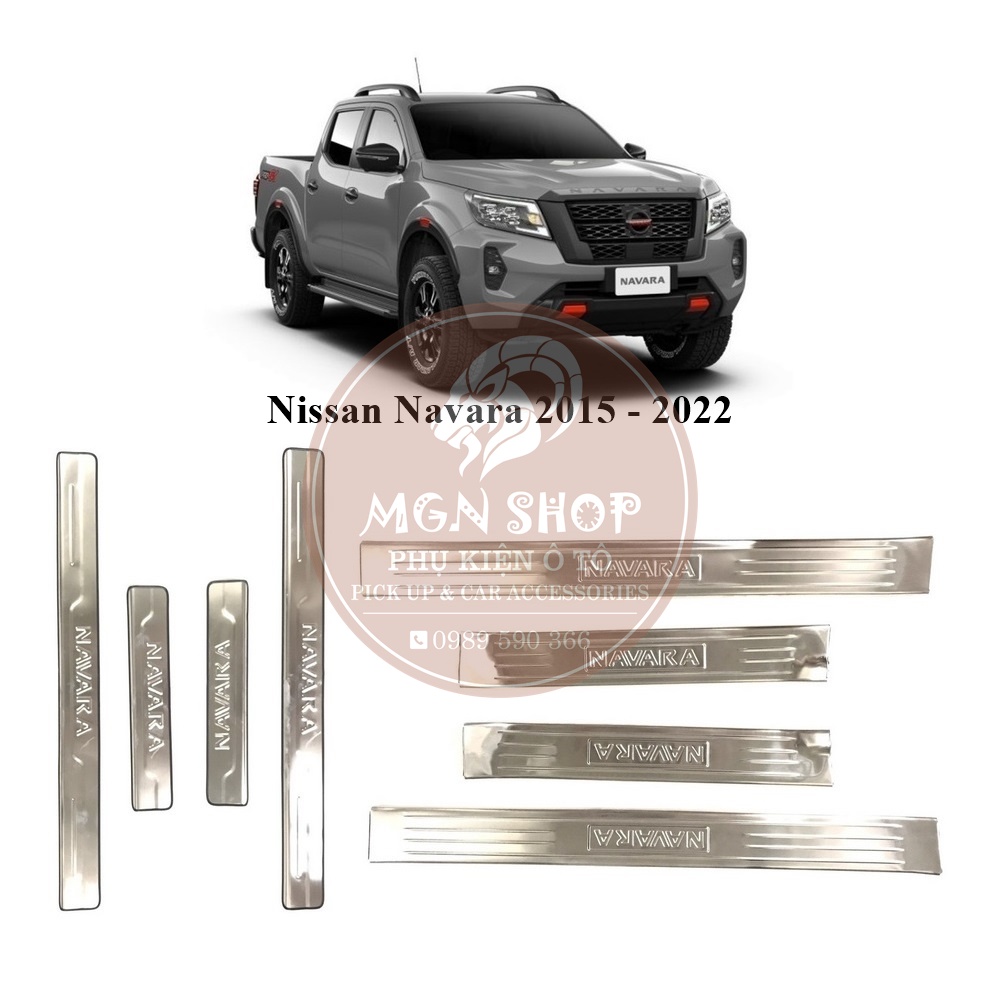 [Ốp bậc bước chân] [Nissan Navara 2015 - 2021] [bên trong - bên ngoài] inox