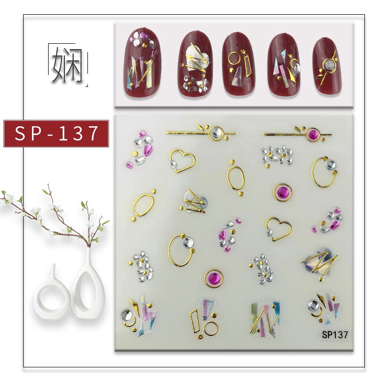 Pha lê đá 3D dán móng tay màu laser trang trí nghệ thuật bắt mắt