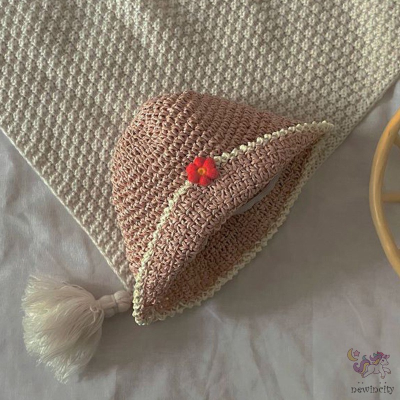 Mũ Rộng Vành Đính Hoa Xinh Xắn Cho Bé Gái