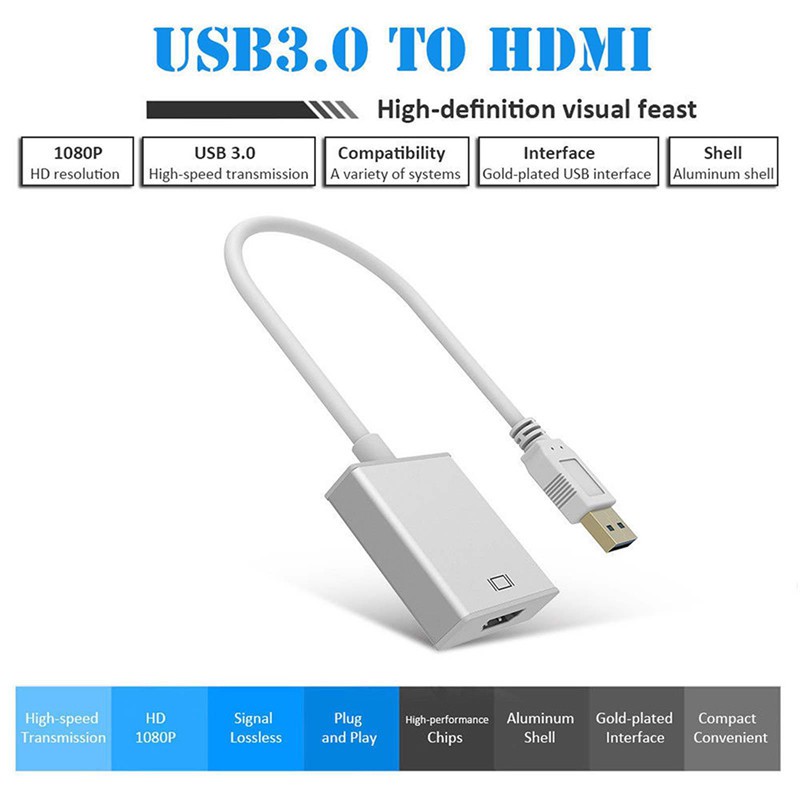 Cáp chuyển đổi USB 3.0 sang HDMI 1080P HD cho PC Laptop HDTV | BigBuy360 - bigbuy360.vn