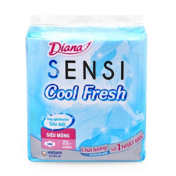 Băng vệ‪ sinh Diana Sensi Cool Fresh‎ siêu mỏng cánh 8 miếng