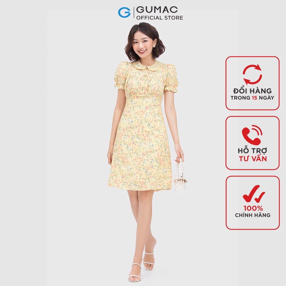 [Mã WABRGUM giảm 10% tối đa 30K đơn 99K] Đầm nữ hoa nhún ngực thời trang GUMAC DC04019 - mẫu mới | WebRaoVat - webraovat.net.vn