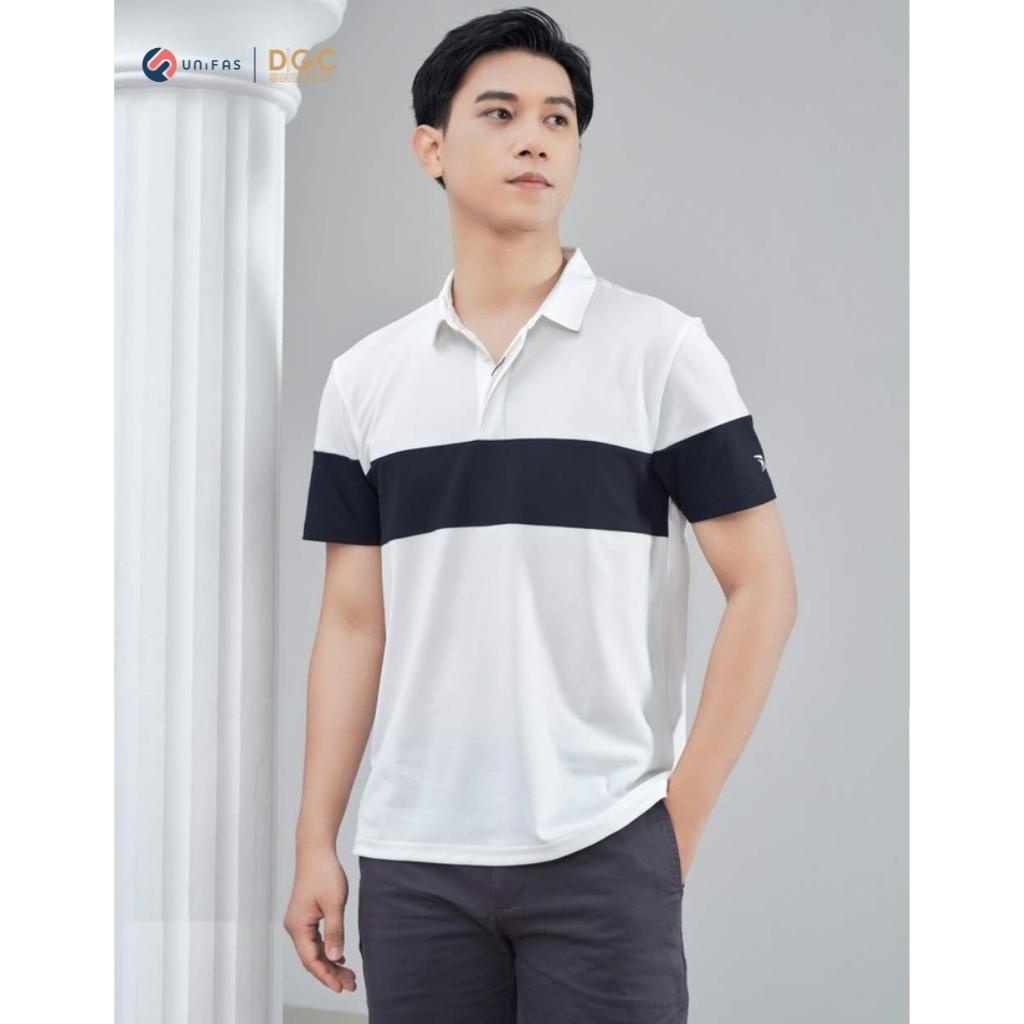 Áo polo nam DGCs dáng Regular Fit ngắn tay phối màu đen trắng trẻ trung, chất vải Polyester thoáng mát SAP2027M