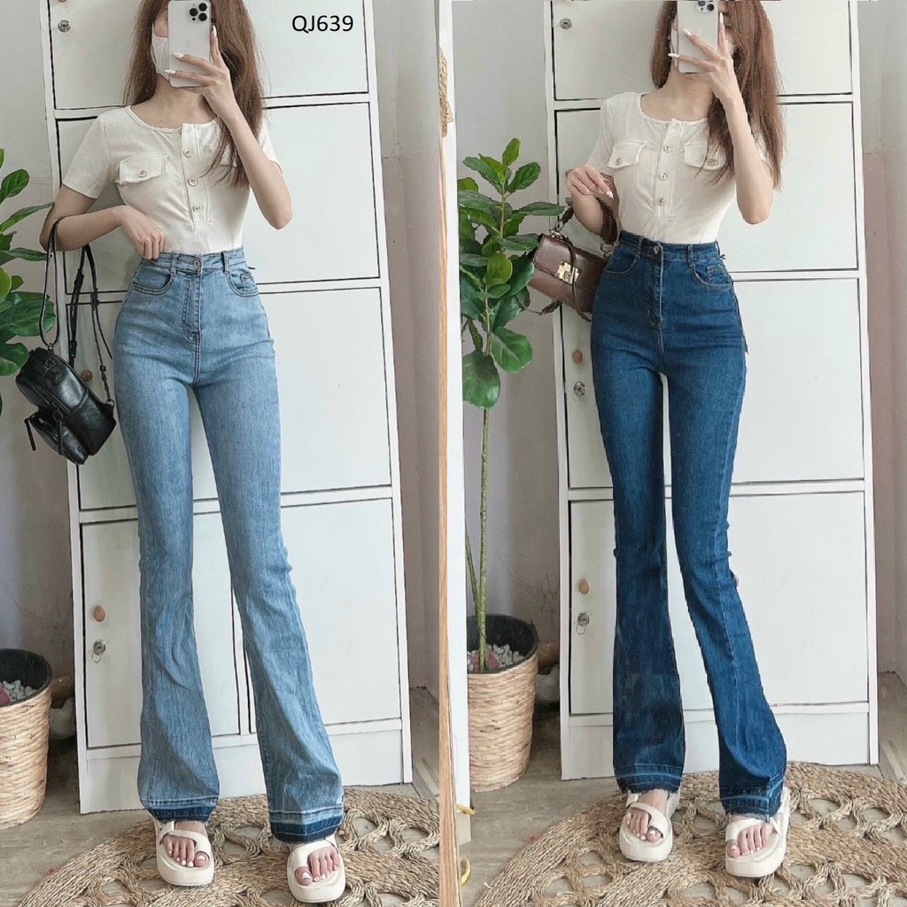 Quần jeans ống pass dáng cao - ống dài QJ639