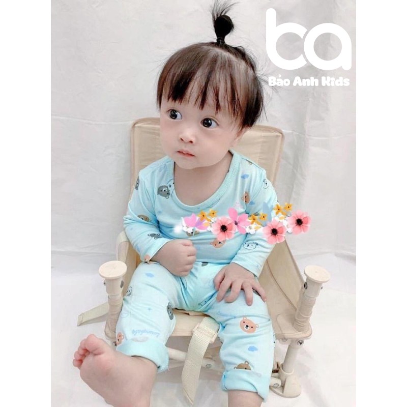 Bộ Dài Tay Cho Bé Trai Bé Gái Chất Thun Lạnh Mịn Mát Co Giãn Tốt Họa Tiết Gấu Panda Dễ Thương, Bộ Thu Đông Cho Bé -BDLC1