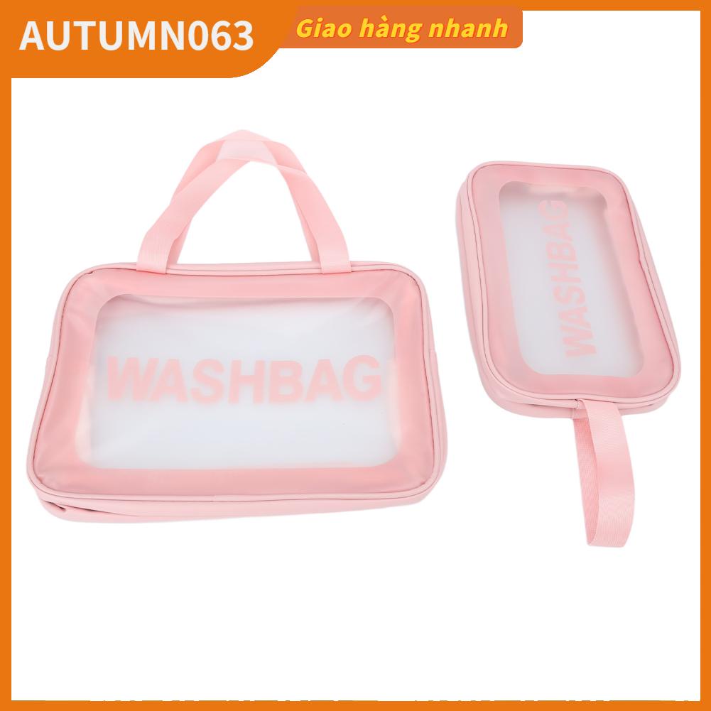 Túi đựng đồ trang điểm thoáng khí Nhẹ nhàng xách tay Túi rửa mỹ phẩm trong suốt cho phụ nữ / cô gái Lớn vừa màu hồng Autumn063