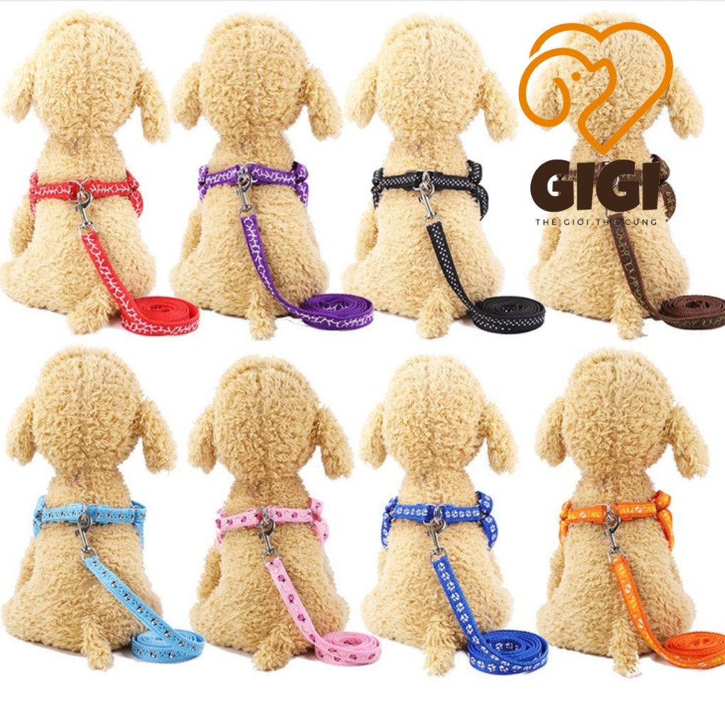 Dây dắt thú cưng dạng yếm loại dày vải bò nhiều màu giá rẻ phụ kiện cho thú cưng chó mèo dùng khi đi dạo - GiGi Pet Shop