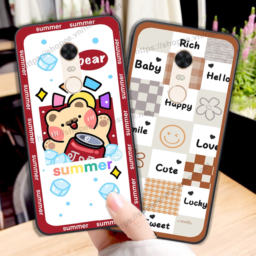 Ốp lưng Xiaomi Mi Note 3 - Redmi Note 4/4x - Redmi 5 - Redmi 5 Plus trái tim gấu bo viền cực đẹp siêu cute