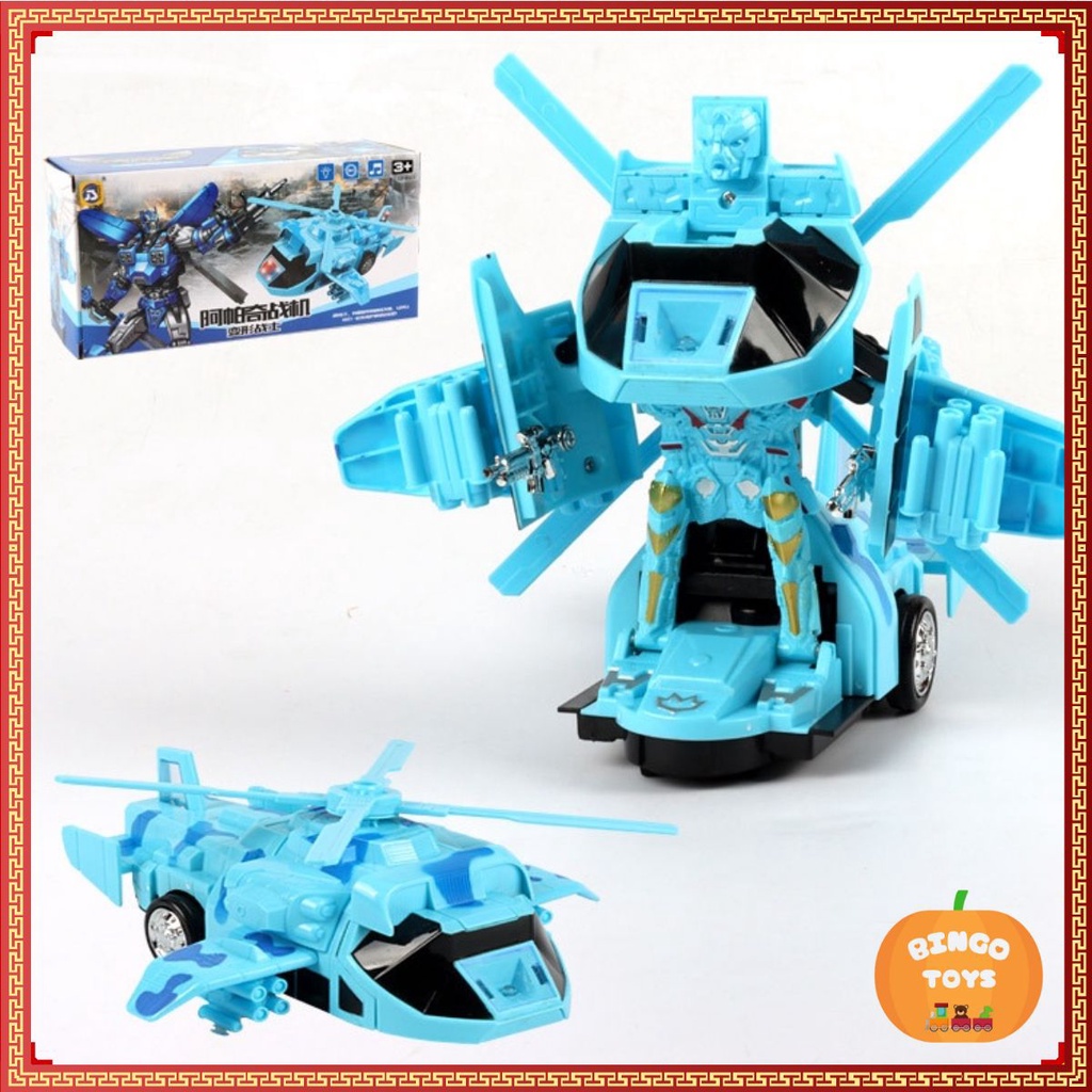 Máy bay biến hình robot cho bé tự động phát nhạc nhựa cao cấp siêu đẹp cho trẻ em