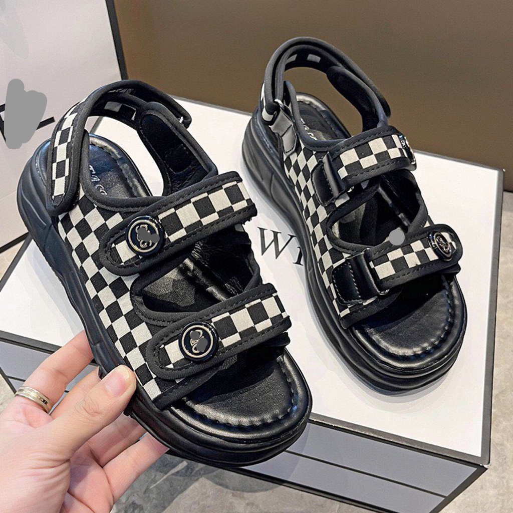 (LOẠI 1) Sandal nữ Kẻ caro đế 3cm siêu xinh