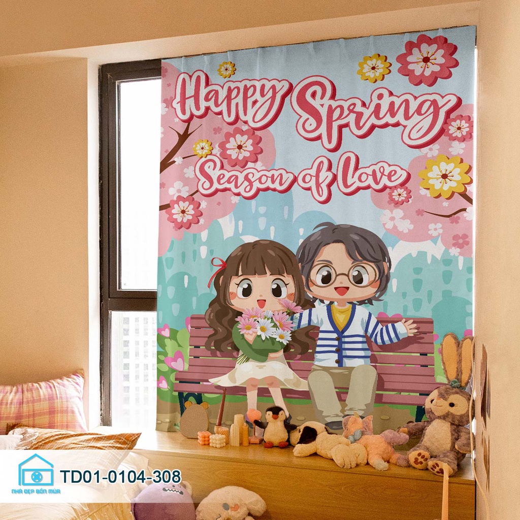 Rèm cửa dán tường Tín Phát Decor, rèm cửa sổ dán tường anime cô gái dễ thương