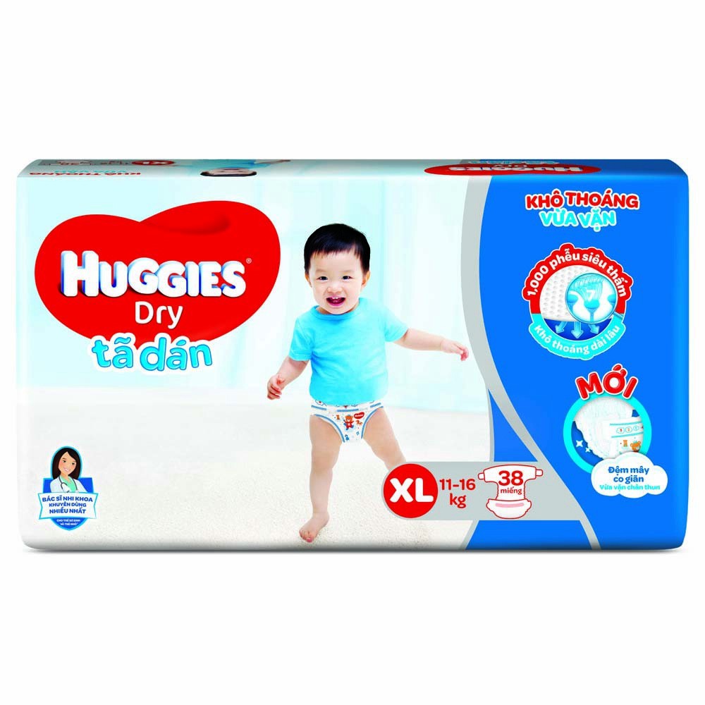 Tã dán Huggies Dry size M48/ L42/ XL38/ XXL34