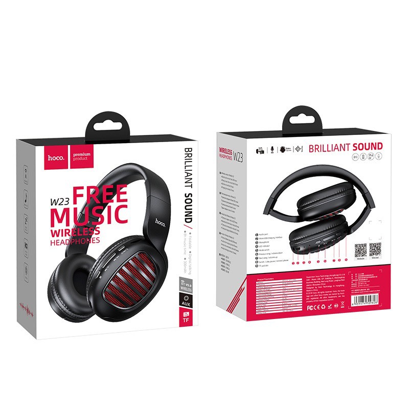 Tai nghe bluetooth chụp tai hỗ trợ khe cắm thẻ nhớ Hoco W23 chính hãng