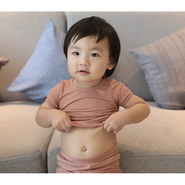 Bộ Minkymom ngắn tay thun gân cạp cao cho bé đủ size