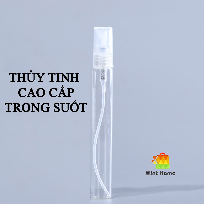 Chai chiết dung dịch nước hoa toner thủy tinh vial hình vỏ lọ trụ tròn dạng chiếc vòi xịt phun sương 10ml