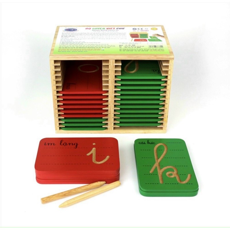Bộ luyện viết chữ cái, số, con vật và hình khối gỗ Winwin toy