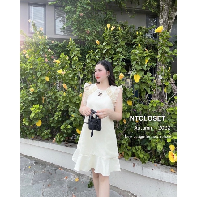 Váy suông dạ tweed đuôi cá viền bèo ntcloset