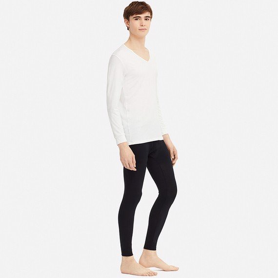Áo giữ nhiệt nam cổ tim Heattech Uniqlo - 00 White